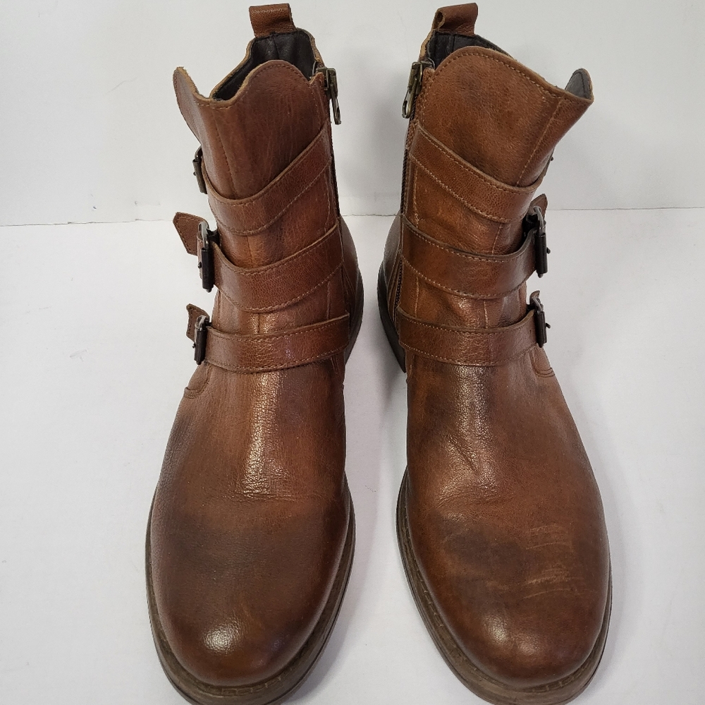 Sundance Catalog leather women's tan buckle boots Size 9/eur 40.